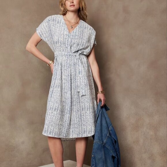 Banana Republic Factory Blue and White Midi Dress - Picture 1 of 5